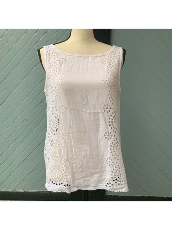 LOFT Tops - Loft White Linen Crotchet Top